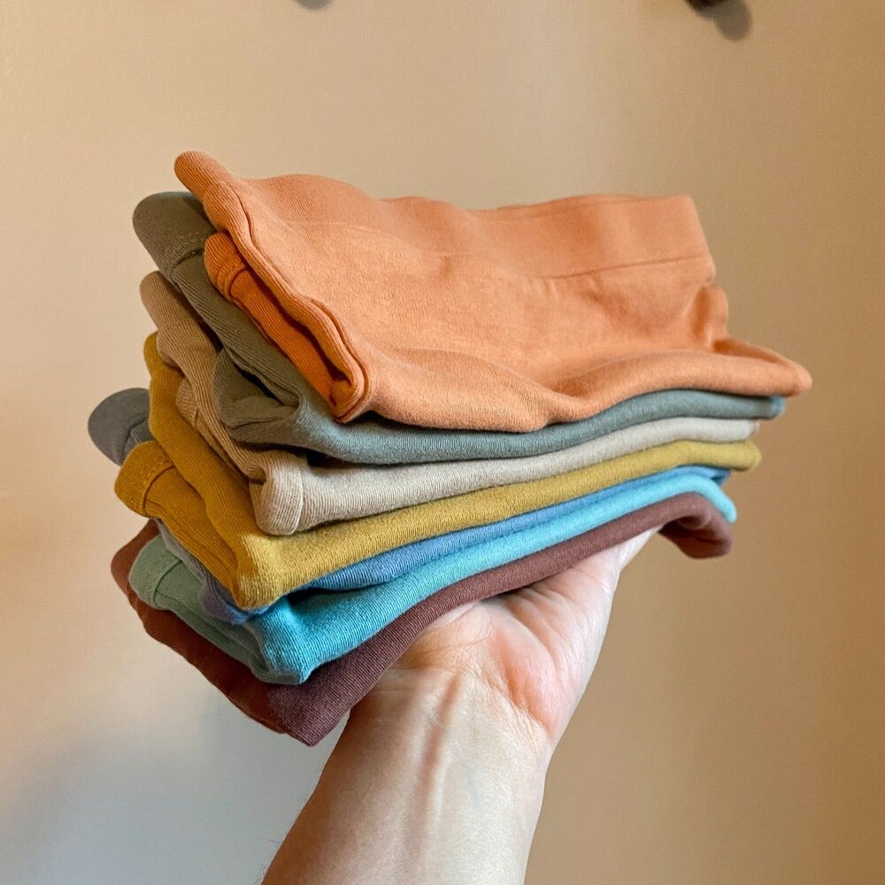 Lot of 7 Kate Quinn Organic Cottom Bummies | Earthy Solids | EUC 18-24 m